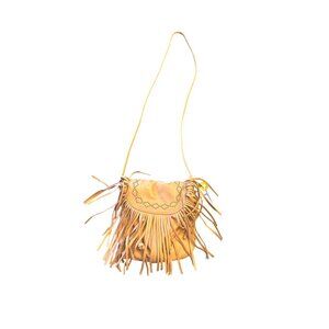 Lucky Brand Tan Leather Fringe Crossbody Bag Western Cowgirl Festival Ranch